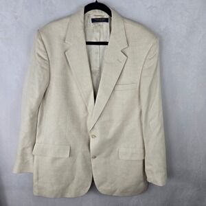 Brooks Brothers 100% Pure Silk Blazer Mens 44L Beige Sport Coat Made USA Lined 2